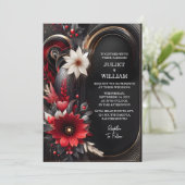 Als Ruby Thick Claret White Heart Red Black Weddin Einladung (Stehend Vorderseite)