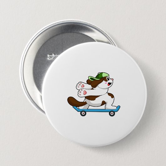 Als Skater mit Skateboard Button (Vorne & Hinten)