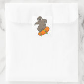 Als Skater mit Skateboard Quadratischer Aufkleber (Tasche)