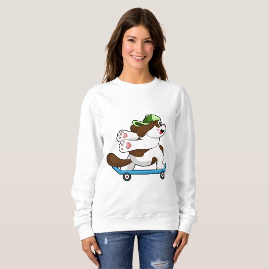 Als Skater mit Skateboard Sweatshirt (Vorne ganz)
