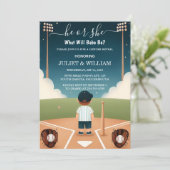 Als Team Ball Game Pitch Spaß Baseball Gender-Offe Einladung (Stehend Vorderseite)