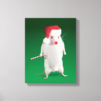 Als Weihnachtsmann verkleidete Maus Leinwanddruck