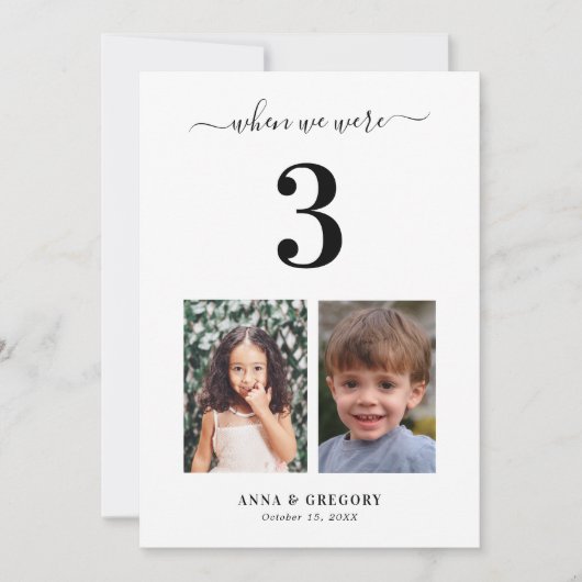 Als wir 3 Kinderbilder waren Tischnummer (Vorderseite)