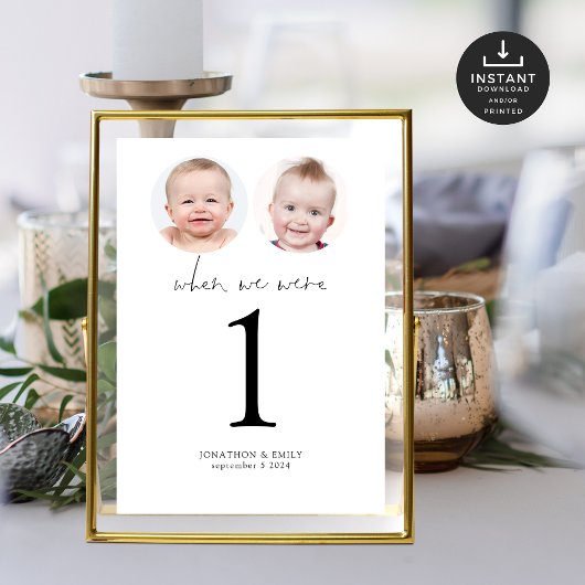 Als wir alt waren Fotos Hochzeit Tischnummer Card