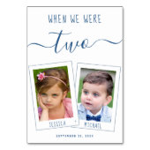 Als wir alt waren Kinder Fotos & Names Blue Weddin Tischnummer (Rückseite)