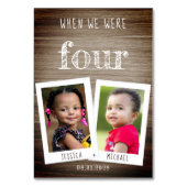 Als wir alt waren Kinder Fotos & Names Wood Weddin Tischnummer (Rückseite)