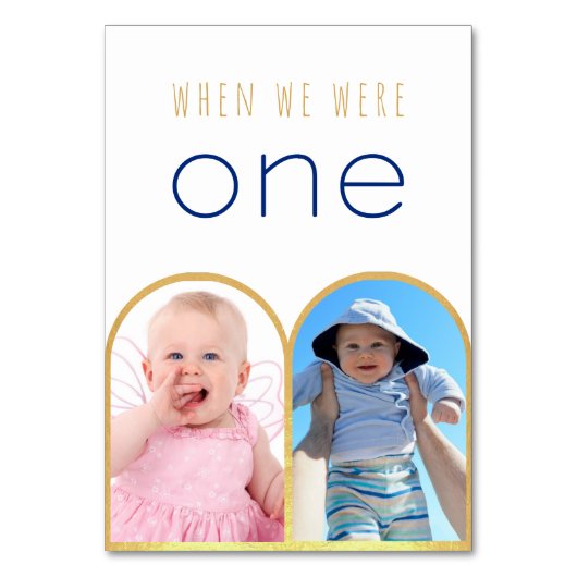 Als wir ein Foto Gold Arch Moderne Hochzeit waren Tischnummer (Rückseite)