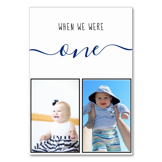 Als wir eine moderne Blue-Handwriting-Hochzeit war Tischnummer (Vorderseite)