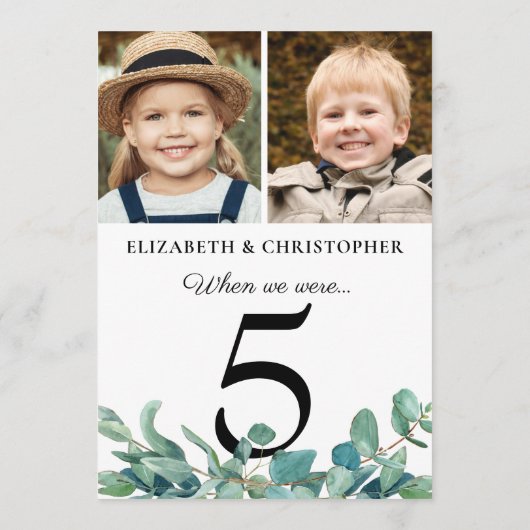 Als wir Foto Eukalyptus Wedding Table # Signieren Einladung (Rückseite)