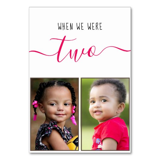 Als wir zwei Kinder waren Foto Red Script Hochzeit Tischnummer (Vorderseite)