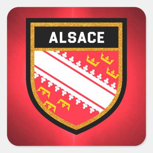 Alsace Flag Quadratischer Aufkleber (Vorderseite)