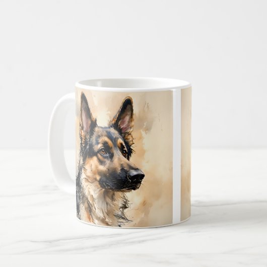 Alsation German Shepard Dog Art Design Mug Kaffeetasse (Vorderseite Links)