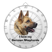Alsatisches Schäferhundportrait Dartscheibe (vorne)