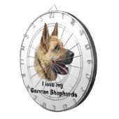 Alsatisches Schäferhundportrait Dartscheibe (Vorderseite rechts)