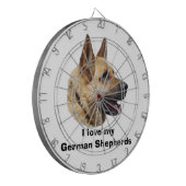 Alsatisches Schäferhundportrait Dartscheibe (Vorderseite Links)