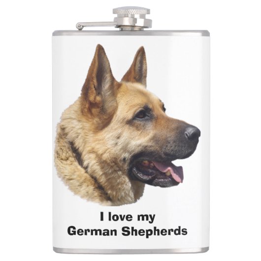 Alsatisches Schäferhundportrait Flachmann (Vorderseite)