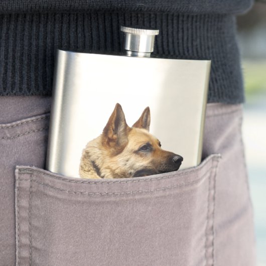 Alsatisches Schäferhundportrait Flachmann (Beispiel)