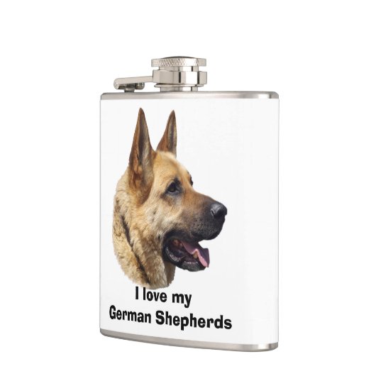 Alsatisches Schäferhundportrait Flachmann (Links)