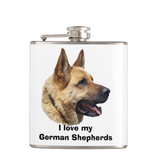 Alsatisches Schäferhundportrait Flachmann (Vorderseite)