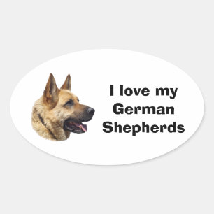 Alsatisches Schäferhundportrait Ovaler Aufkleber