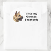 Alsatisches Schäferhundportrait Ovaler Aufkleber (Tasche)