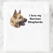 Alsatisches Schäferhundportrait Rechteckiger Aufkleber (Tasche)