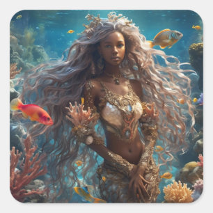 Alsea - Mermaid Serie Art Collection Quadratischer Aufkleber