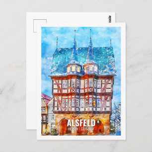 Alsfeld Hessen Deutschland Travel Place Watercolor Postkarte