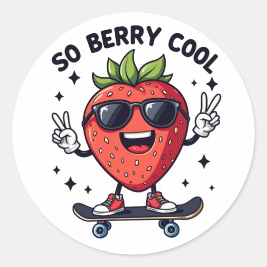Also Berry Cool Frucht Lover Strawberry Saison Runder Aufkleber (Vorderseite)