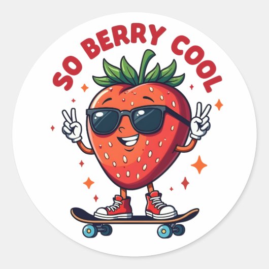 Also Berry Cool Frucht Lover Strawberry Saison Runder Aufkleber (Vorderseite)