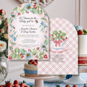 Also Berry Sweet Pink Gingham Girl to Bee Shower Einladung