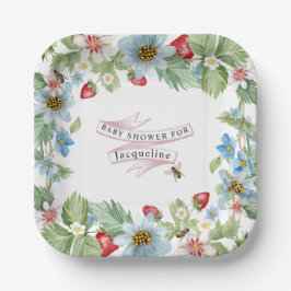 Also Berry Sweet Strawberry Baby Girl to Bee Showe Pappteller