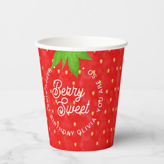 Also Berry Sweet Strawberry Birthday Pappbecher (Vorderseite)