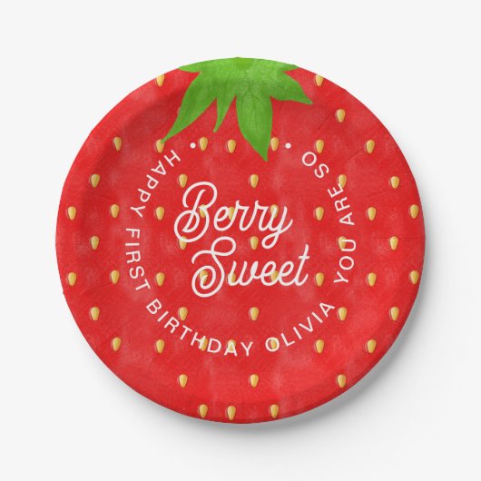 Also Berry Sweet Strawberry Birthday Pappteller (Vorderseite)