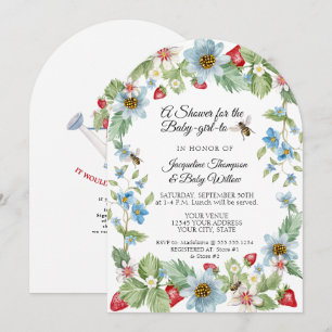 Also Berry Sweet Strawberry Girl zum Bee Baby Show Einladung