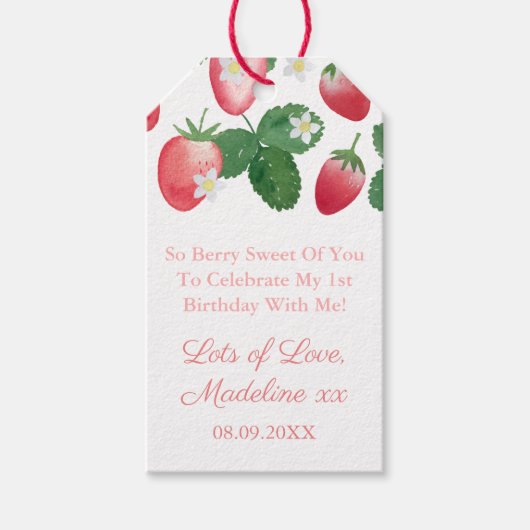 Also Berry Sweet von Ihnen Strawberry Gastgeschenk Geschenkanhänger (Vorderseite)