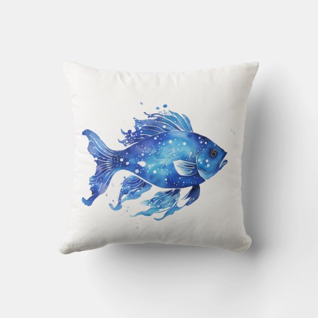 Also Blau Fisch Klein Kissen (Rückseite)