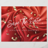 Also, Chic Red Foto Collage Save the Date Karte (Hinten)