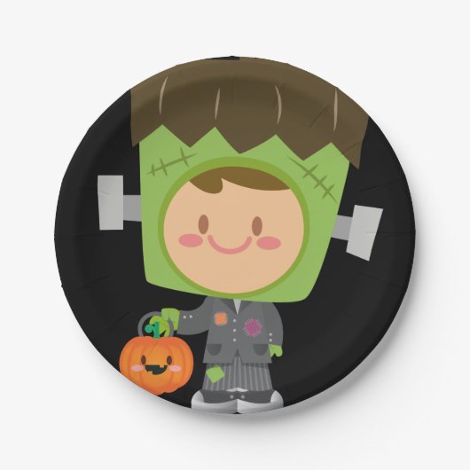 Also Franken Niedlich Frankenstein Kids Halloween Pappteller (Vorderseite)