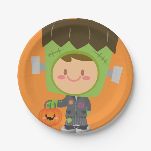 Also Franken Niedlich Frankenstein Kids Halloween Pappteller (Vorderseite)