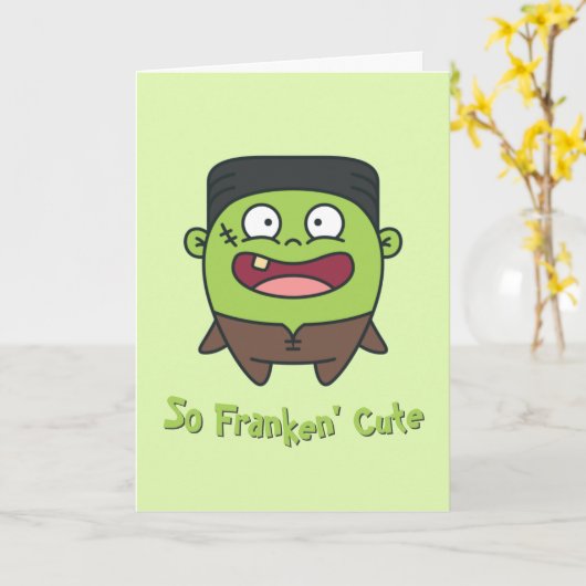Also Franken' Niedliches Funny Frankenstein Hallow Karte (Gelbe Blume)