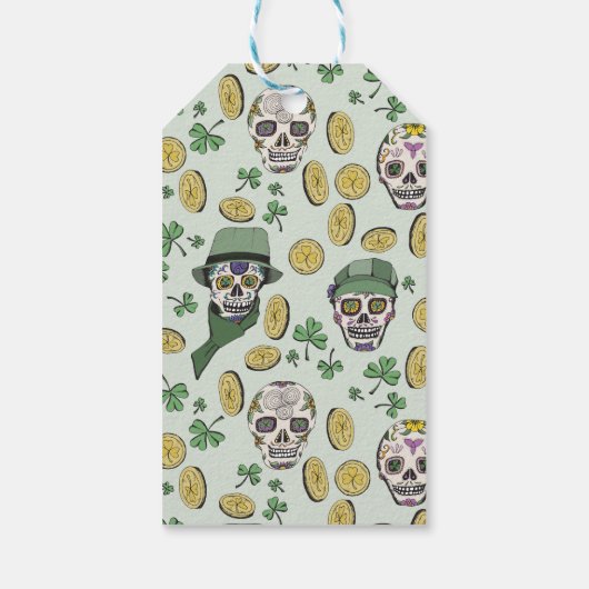 Also glücklich St. Patrick's Day Sugar Skulls Geschenkanhänger (Rückseite)