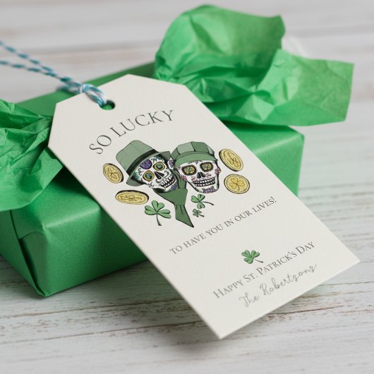 Also glücklich St. Patrick's Day Sugar Skulls Geschenkanhänger