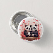 Also glücklich zusammen Panda Paar Button (Vorne & Hinten)