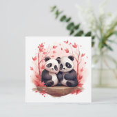 Also glücklich zusammen Panda Paar Einladung (Stehend Vorderseite)