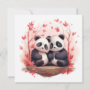 Also glücklich zusammen Panda Paar Einladung