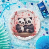 Also glücklich zusammen Panda Paar Pappteller (Party)