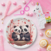 Also glücklich zusammen Panda Paar Pappteller (Party)