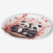 Also glücklich zusammen Panda Paar Pappteller (Schrägansicht)