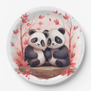 Also glücklich zusammen Panda Paar Pappteller